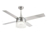 Parrot Uncle&nbsp;Marchand 48" Indoor Chrome Downrod Mount Crystal Chandelier Ceiling Fan With Light and Remote Control - Appears New