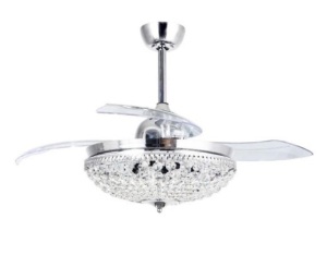 Parrot Uncle Modern 42" Indoor Chrome Retractable Blades Ceiling Fan with Light Kit and Remote Control - Appears New