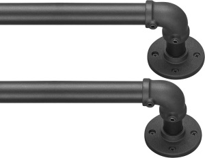 Industrial Curtain Rods, 2 Pack, 36-72"