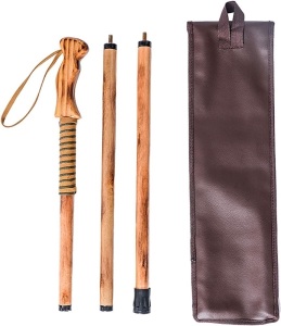 Forest Pilot 3 Pieces Detachable Hardwood Walking Stick, Pine Handle w/ Compass, 55"