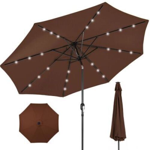 Solar LED Lighted Patio Umbrella w/ Tilt Adjustment, UV-Resistance - 10ft&nbsp;