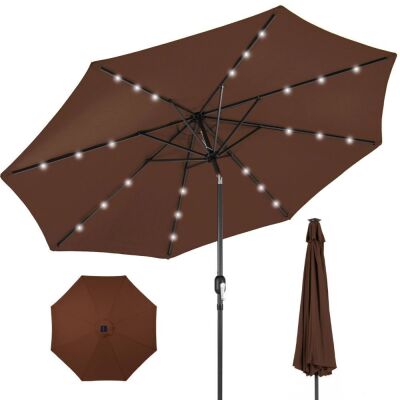 Solar LED Lighted Patio Umbrella w/ Tilt Adjustment, UV-Resistance - 10ft 