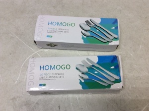 Lot of (2) Homogo 20 Piece Stainless Steel Flatware Sets - New 