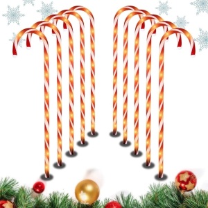 Set of (10) 28" Christmas Candy Cane Pathway Lights