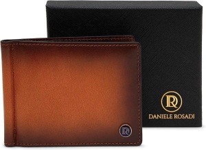 Daniele Rosadi Mens Full Grain Leather Bifold Wallet with Money Clip