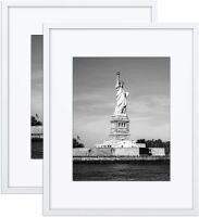 ENJOYBASICS 16x20 Picture Frame, Display Poster 11x14 with Mat or 16 x 20 Without Mat, Wall Gallery Photo Frames, White, 2 Pack&nbsp;