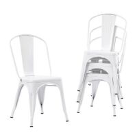 Set of 4 Industrial Metal Stackable Cafe Side Chairs - Missing Hardware&nbsp;