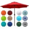 Blissun 9ft Patio Umbrella, Manual Push Button Tilt and Crank - Appears New&nbsp;