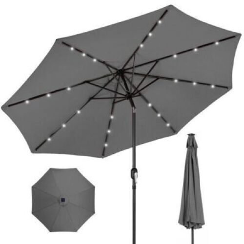 Solar LED Lighted Patio Umbrella w/ Tilt Adjustment, UV-Resistance - 10ft&nbsp;