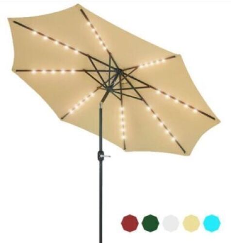 Patio Watcher 11-FT Solar Umbrella Beige&nbsp;