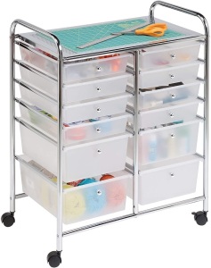 Honey-Can-Do Rolling Storage Cart and Organizer with 12 Plastic Drawers - Appears New  