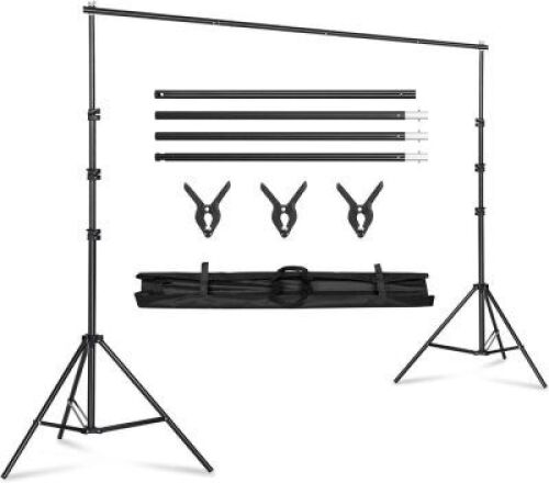 Kshioe 6.4x10FT Adjustable Photography Studio Background Support System Kit with Carrying Bag and 3 Clamps&nbsp;