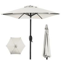 Outdoor Market Patio Umbrella w/ Push Button Tilt, Crank Lift - 7.5ft