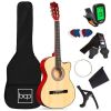 Beginner Acoustic Cutaway Guitar Set w/ Case, Strap, Capo - 38in 