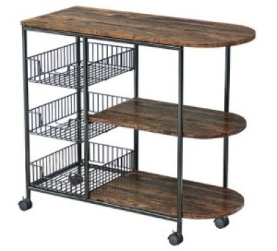 3-Tier Rolling Storage Rack with Wire Baskets - Appears New 