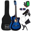 Beginner Acoustic Cutaway Guitar Set w/ Case, Strap, Capo - 38in 