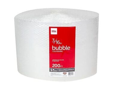 Office Depot Small Bubble Cushioning, 3/16” Thick, Clear, 12” x 200', 2 Rolls 