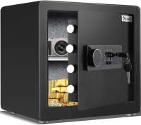 Kavey 1.6 Cub Safe Box, Home Safe with Digital Touch Screen Keypad and Sensitive Alarm System, Money Safe With Removable Shelf and LED Light, Small Safe for Money Jewelrys Documents Valuables