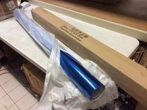 Large Roll of Adhesive Backed Metallic Blue Vinyl - Appears New