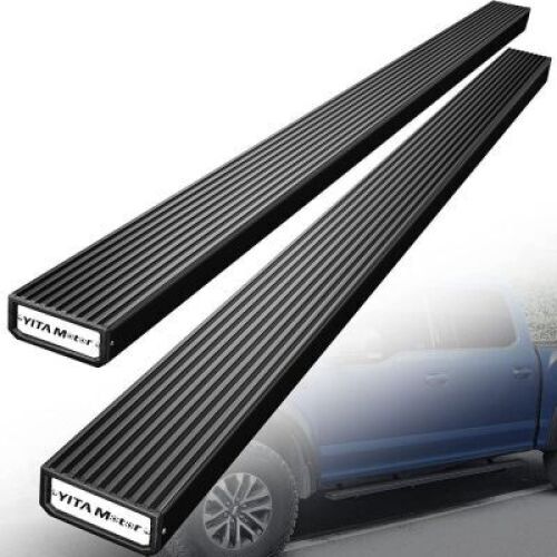 YITAMOTOR 4" Aluminum Black&nbsp;Running Boards for 2007-2018 Chevy Silverado/GMC Sierra 1500, 2007-2019 2500HD 3500HD Double/Extended Cab