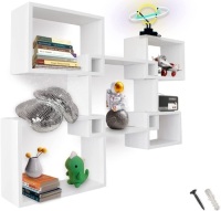 Modern Wall Mounted Square Shaped Floating Shelves &ndash; Set of 5
