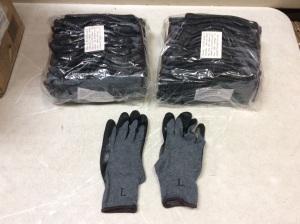Lot of (2) A-Grip Latex Dipped Textured Palm Coated Industrial Work Gloves, Large, 12 ct - New