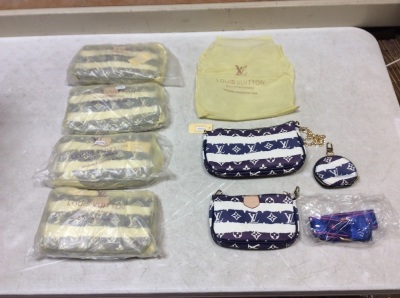 Lot of (5) Blue/White Crossbody, Clutch and Coin Purse Sets - Appear New 