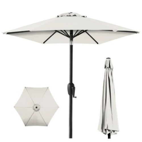 Outdoor Market Patio Umbrella w/ Push Button Tilt, Crank Lift - 7.5ft