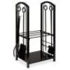 5-Piece Firewood Log Rack Holder Tools Set w/ Hook, Broom, Shovel, Tongs&nbsp;