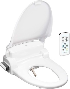SmartBidet SB-1000 Electric Bidet Seat for Round Toilets with Remote Control- Electronic Heated Toilet Seat with Warm Air Dryer and Temperature Controlled Wash Functions. Appears New