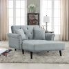 Modern Velvet Fabric Sleeper Chaise Lounge - Futon Sleeper Single Seater with Nailhead Trim & Reclining Backrest (Light Grey). Appears New