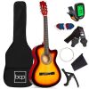 Beginner Acoustic Cutaway Guitar Set w/ Case, Strap, Capo - 38in 