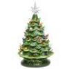 15in Pre-lit Hand-Painted Ceramic Tabletop Christmas Tree Holiday Decoration w/ 64 Multicolored Lights