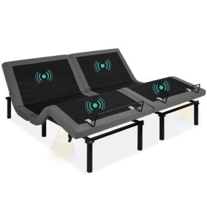 Split King Adjustable Bed Base with Massage, Remote, USB Ports 