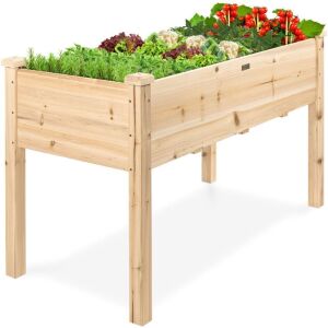 Raised Garden Bed, Elevated Wooden Planter Box w/ Foot Caps, 48x24x30in - Missing Hardware 