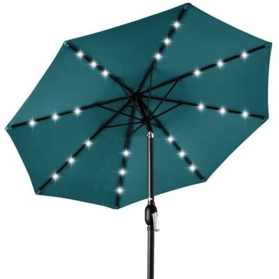 Solar LED Lighted Patio Umbrella w/ Tilt Adjustment, UV-Resistance - 10ft 