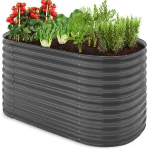 Raised Oval Garden Bed, Customizable Elevated Outdoor Metal Planter - 63in 