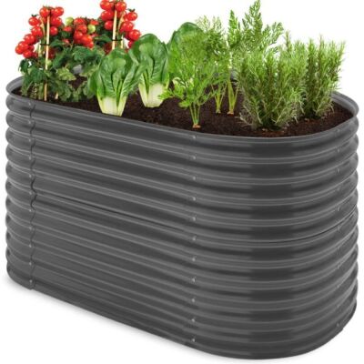 Raised Oval Garden Bed, Customizable Elevated Outdoor Metal Planter - 63in 