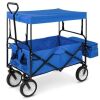 Utility Wagon Cart w/ Folding Design, 2 Cup Holders, Removable Canopy 