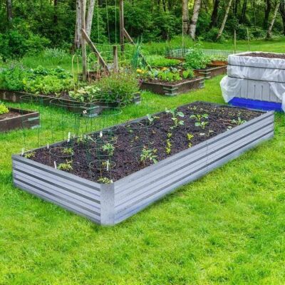 FOYUEE Galvanized Raised Garden Bed, 8x4x1ft