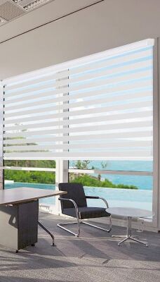 Joydeco White Sheer Zebra Roller Blinds, 70" x 75" 