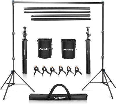 Aureday Adjustable Photo Backdrop Stand Kit, 7x10Ft 