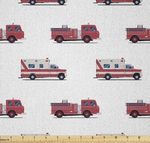 Firetruck and Ambulance Bulk Fabric, Unknown Length