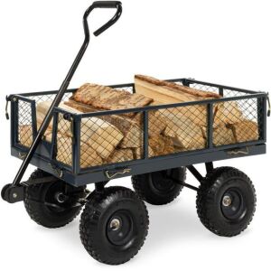 Steel Garden Utility Cart Wagon w/ 400lb Capacity, Removable Sides, Handle 