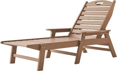 Ciokea Foldable Patio Chaise Lounge Chair with 5 Positions, Teak 