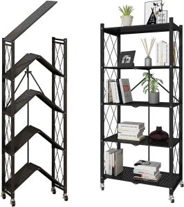 BENOSS Foldable Metal Heavy Duty Storage Shelves with Wheels