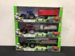 Set of Three Tractors with Trailors