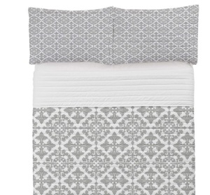 Ambesonne Grey Microfiber Bedspread Set, Twin Size