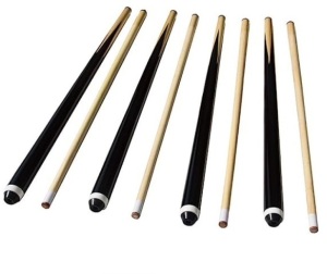 Set of 4 Pool Cues, Measurements Unknown