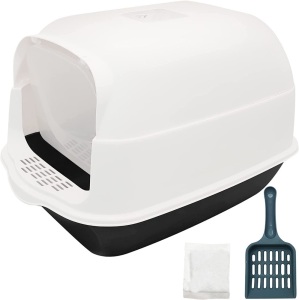 Cat Litter Box with Lid Medium Plastic Enclosed Anti-Splashing